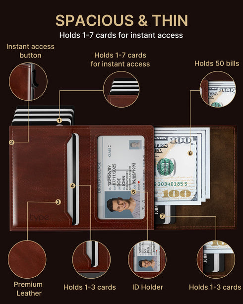 Typecase Mens Wallet Card Holder for Tracker: Leather Smart Wallet for Men Compatible with Apple Tracker, RFID Blocking, Slim, Minimalist - 9-14 Card Capacity | ID Window | Cash Slot